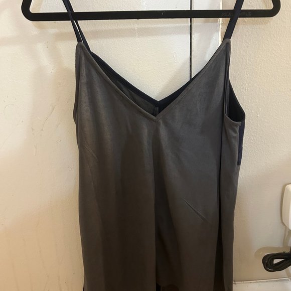 Very J Suede Tank Top Blue and Grey Size L - Picture 2 of 3